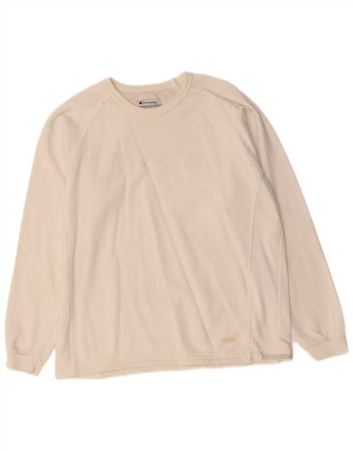 Champion Womens Graphic Oversized Sweatshirt Pullover UK 10 Small Off White
