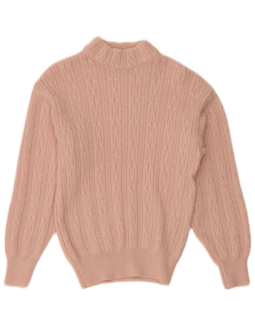 VINTAGE Damen Rollkragenpullover Pullover UK 12 Mittelrosa Wolle