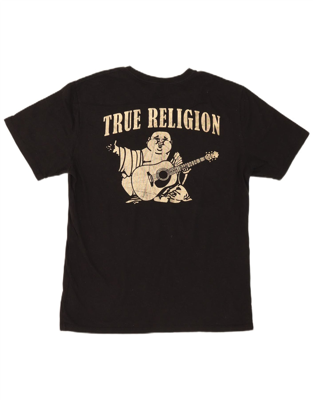 True Religion Herren-T-Shirt mit Grafik, Größe L, aus schwarzer Baumwolle