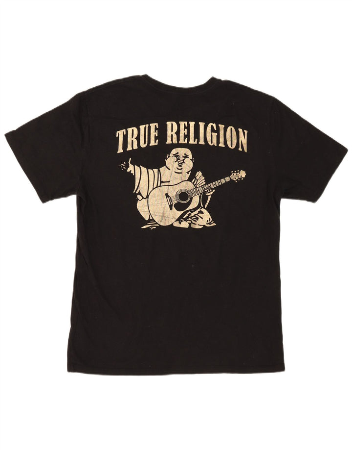 True Religion Herren-T-Shirt mit Grafik, Größe L, aus schwarzer Baumwolle