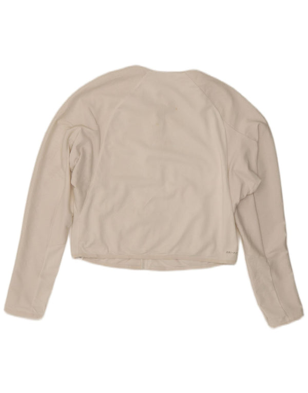 Nike Damen Dri Fit Crop Trainingsanzug Top Jacke UK 16 Large Weiß Polyester