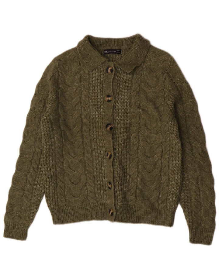 Marks & Spencer Damen-Strickjacke, Gr. 10, Small, Khaki, Acryl