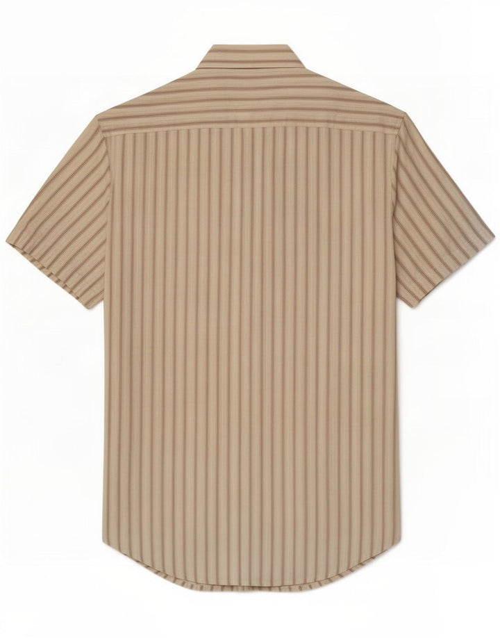 Benetton Herren Kurzarmhemd Small Beige gestreift