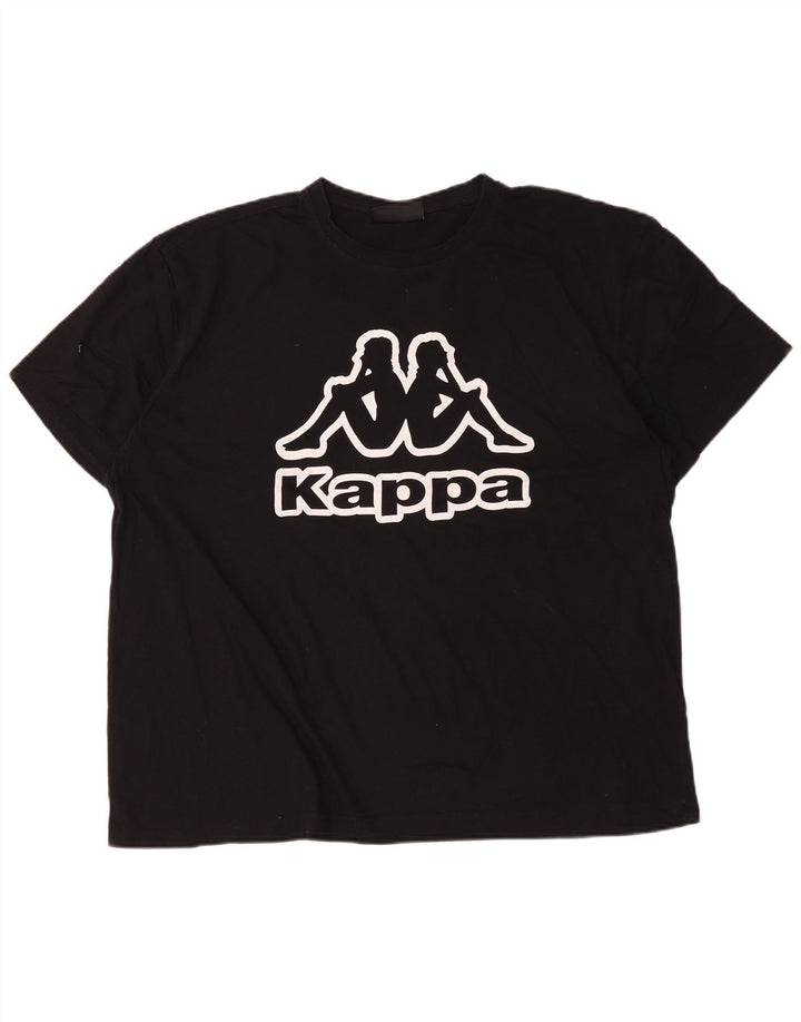 Kappa Herren Grafik T-Shirt Top 4XL Schwarz Baumwolle