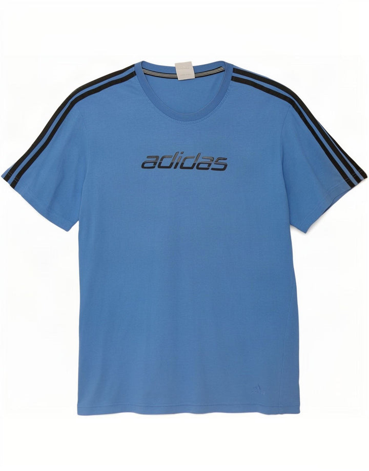 Adidas Herren Grafik T-Shirt Top Große blaue Baumwolle