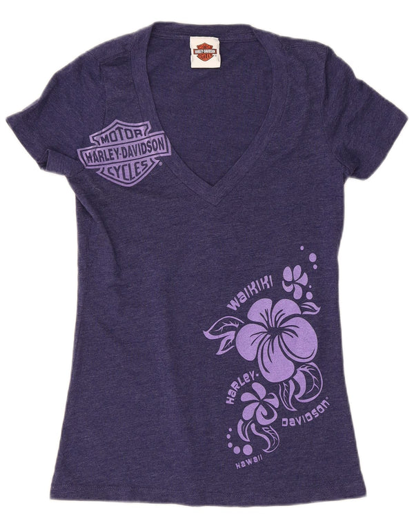 Harley Davidson Grafik-T-Shirt für Damen, UK 8, Größe S, Marineblau mit Blumenmuster