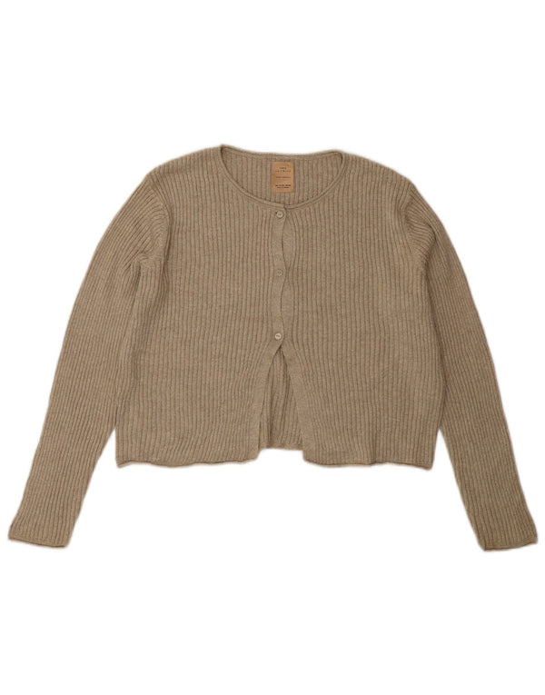 Zara Mädchen Crop Cardigan Pullover 11-12 Jahre Beige Viskose