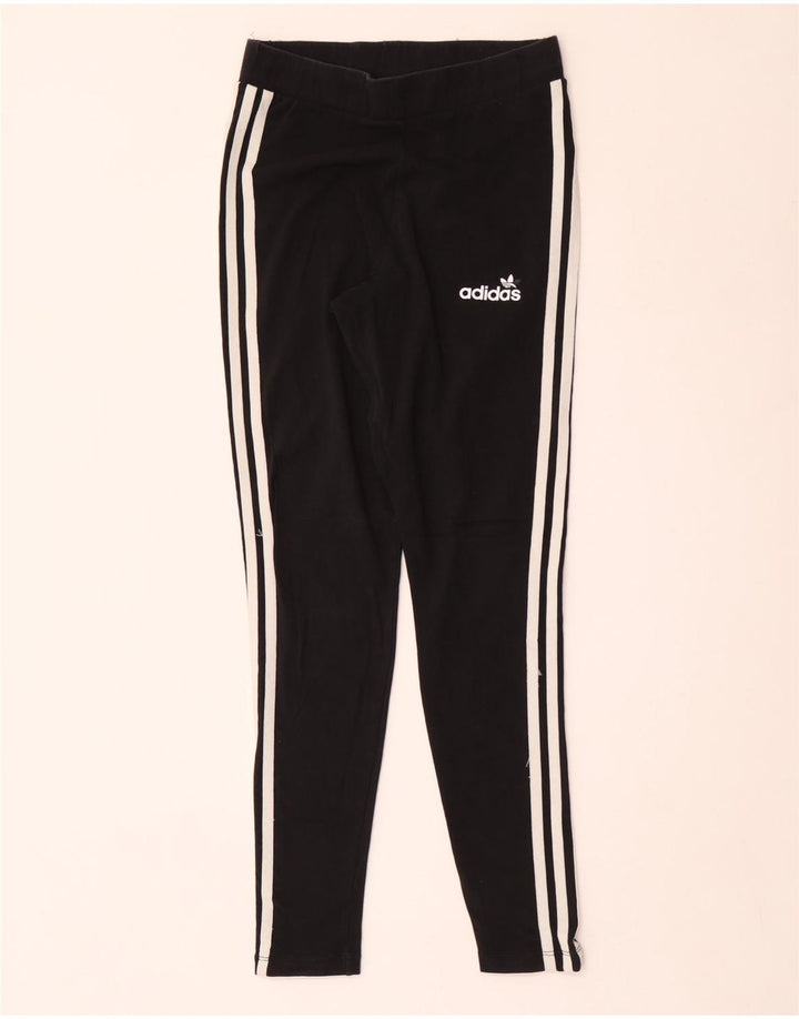 Adidas Damen Leggings UK 12 Medium Schwarz Baumwolle