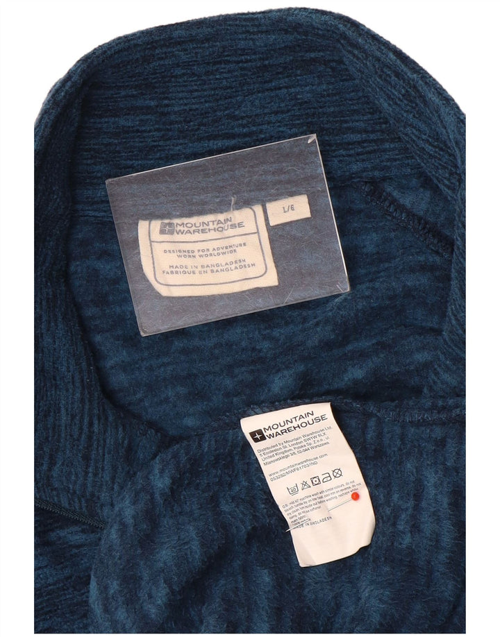 Mountain Warehouse Herren-Fleecepullover mit Reißverschluss am Kragen, großes, blau meliertes Polyester