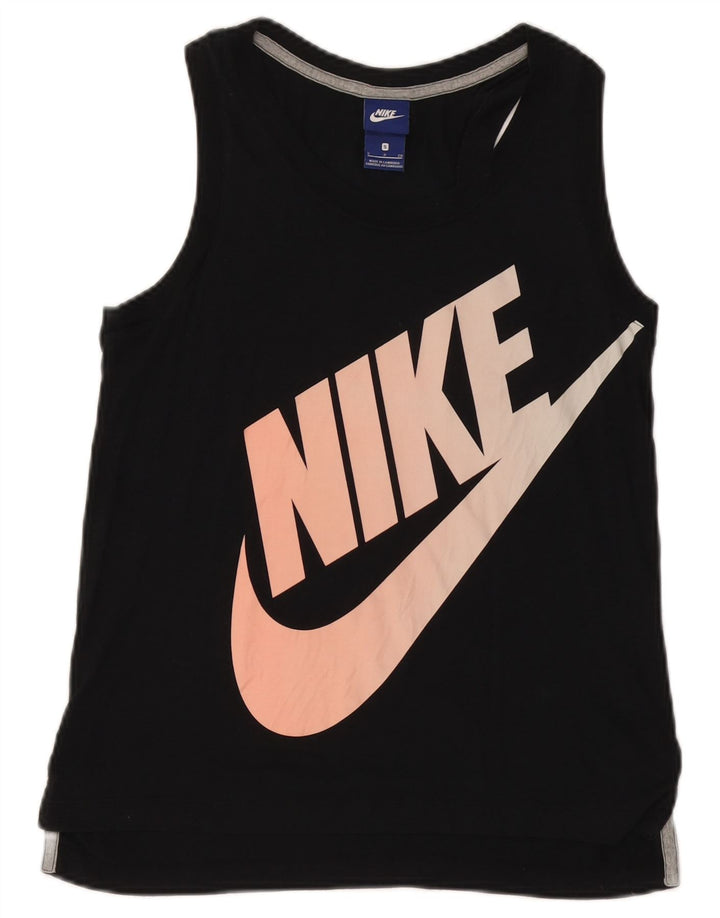 NIKE Damen Grafik-T-Shirt Top UK 10 Small Schwarz