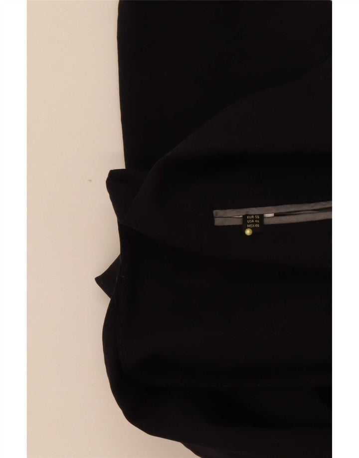 Massimo Dutti Herren-Blazer mit 2 Knöpfen, EU 56, XL, schwarze Wolle