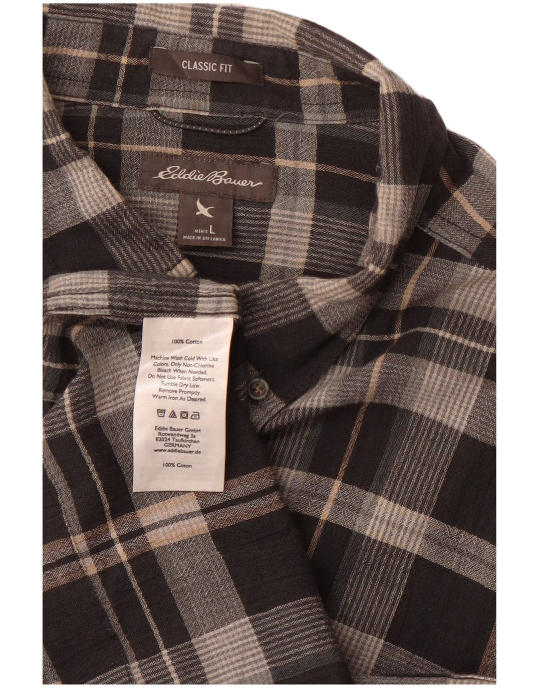 EDDIE BAUER Herren-Flanellhemd mit klassischer Passform, groß, grau kariert, Baumwolle