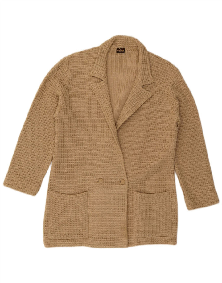 Vintage Damen Doppelreihiger Cardigan Pullover IT 50 XL Beige