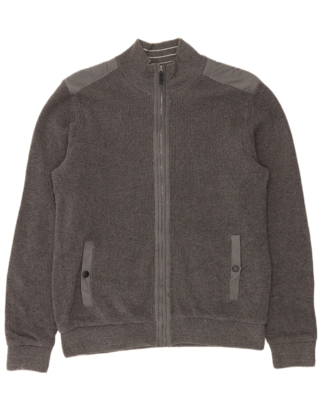 Marks & Spencer Herren Blue Harbor Regular Fit Cardigan Pullover Mittelgrau