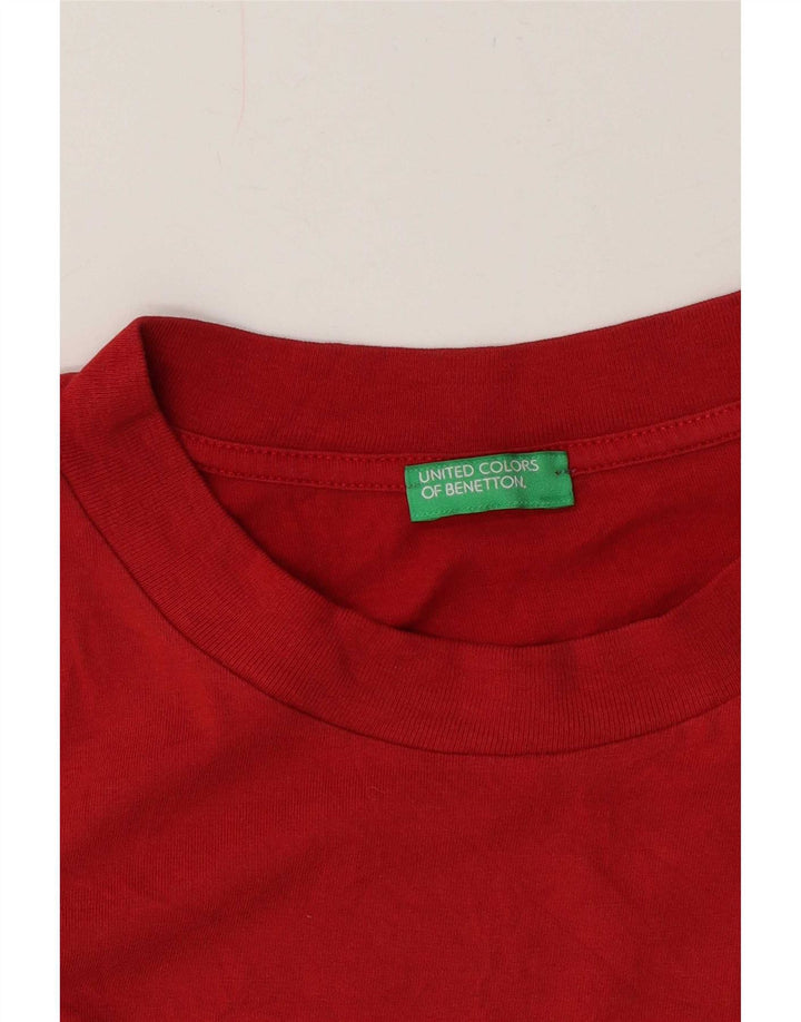 Benetton Damen-Top mit 3/4-Ärmeln, UK-Größe 14, Mittelrot