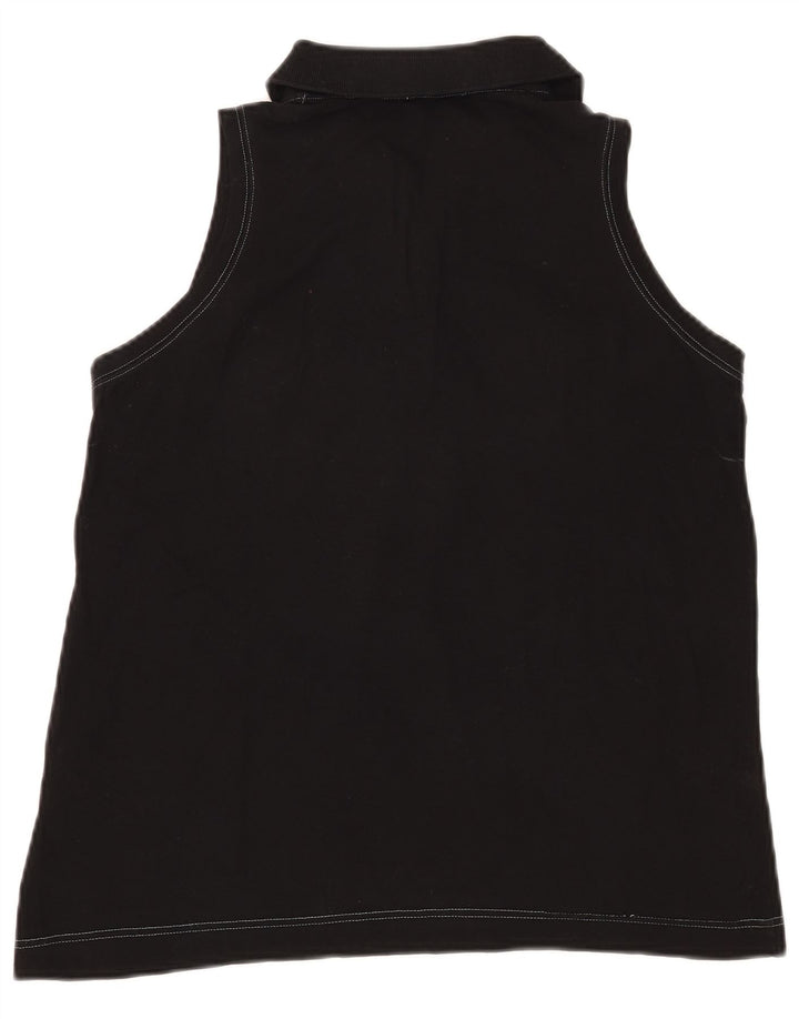 Sergio Tacchini Damen ärmelloses Poloshirt UK 12 Medium Schwarz