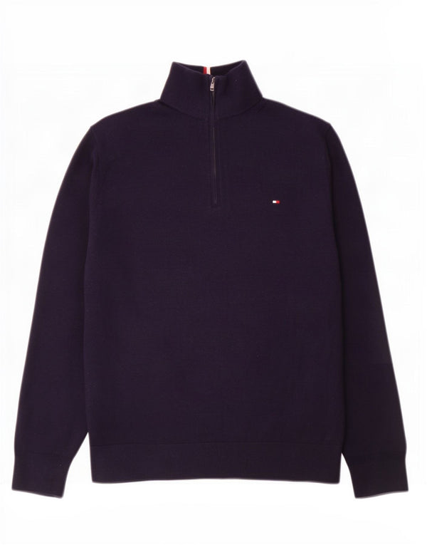 Tommy Hilfiger Herren-Pullover mit Reißverschluss, XL, Marineblau, Baumwolle
