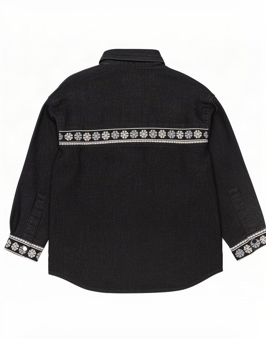 Zara Damen-Oversize-Hemd UK 14 Mittelschwarze geometrische Baumwolle