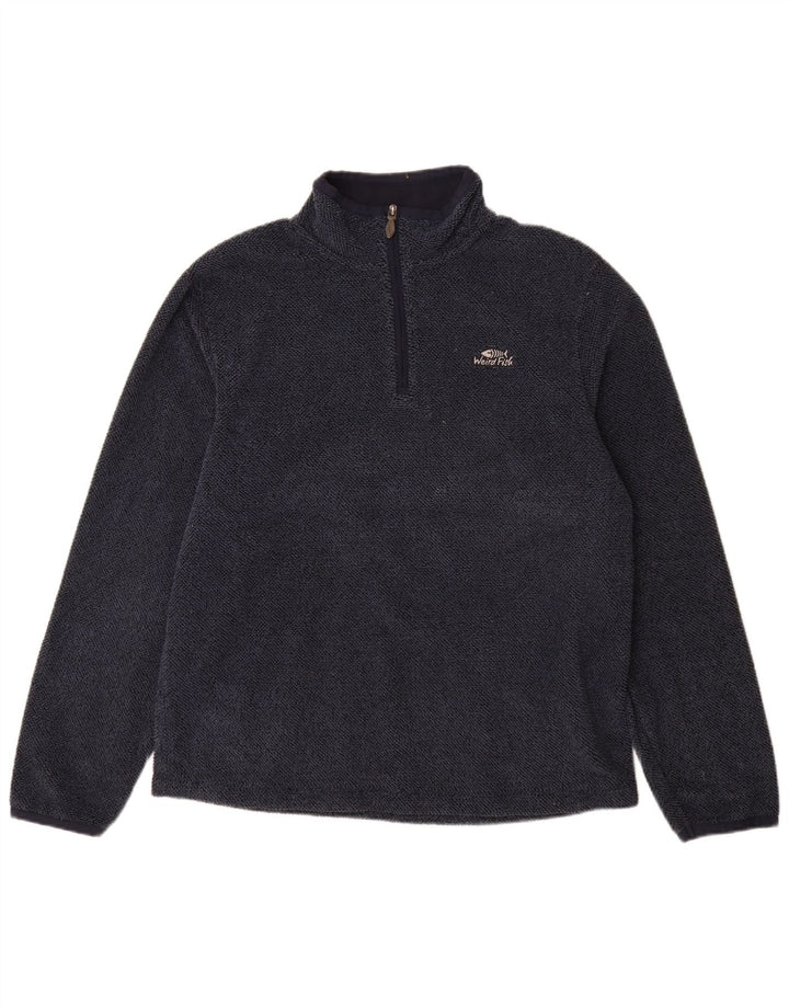 Weird Fish Herren-Fleecepullover mit 1/4-Reißverschluss am Hals, groß, marineblaues Polyester