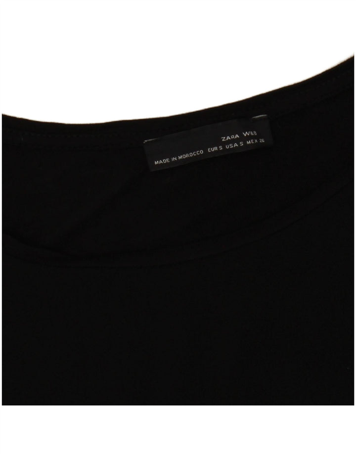 Zara Damen Crop T-Shirt Top UK 8 Small Schwarz