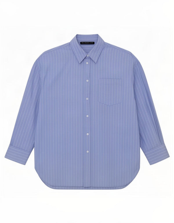 Zara Damen-Oversize-Hemd, UK 16, groß, blau gestreift, Baumwolle