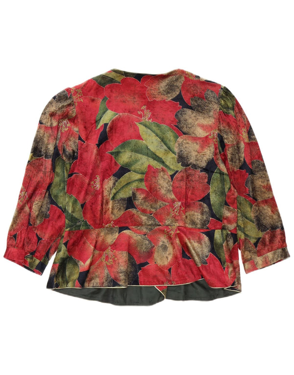 Vintage Damen 3/4-Ärmel-Hemdbluse IT 46 Großes mehrfarbiges Blumenmuster