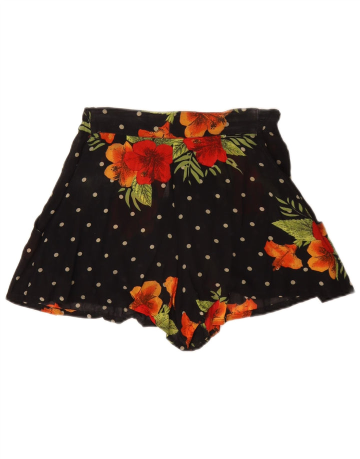 BYBLOS Damen-Hotpants mit hoher Taille, Größe 38, XS, W26, Viskose mit schwarzem Blumenmuster