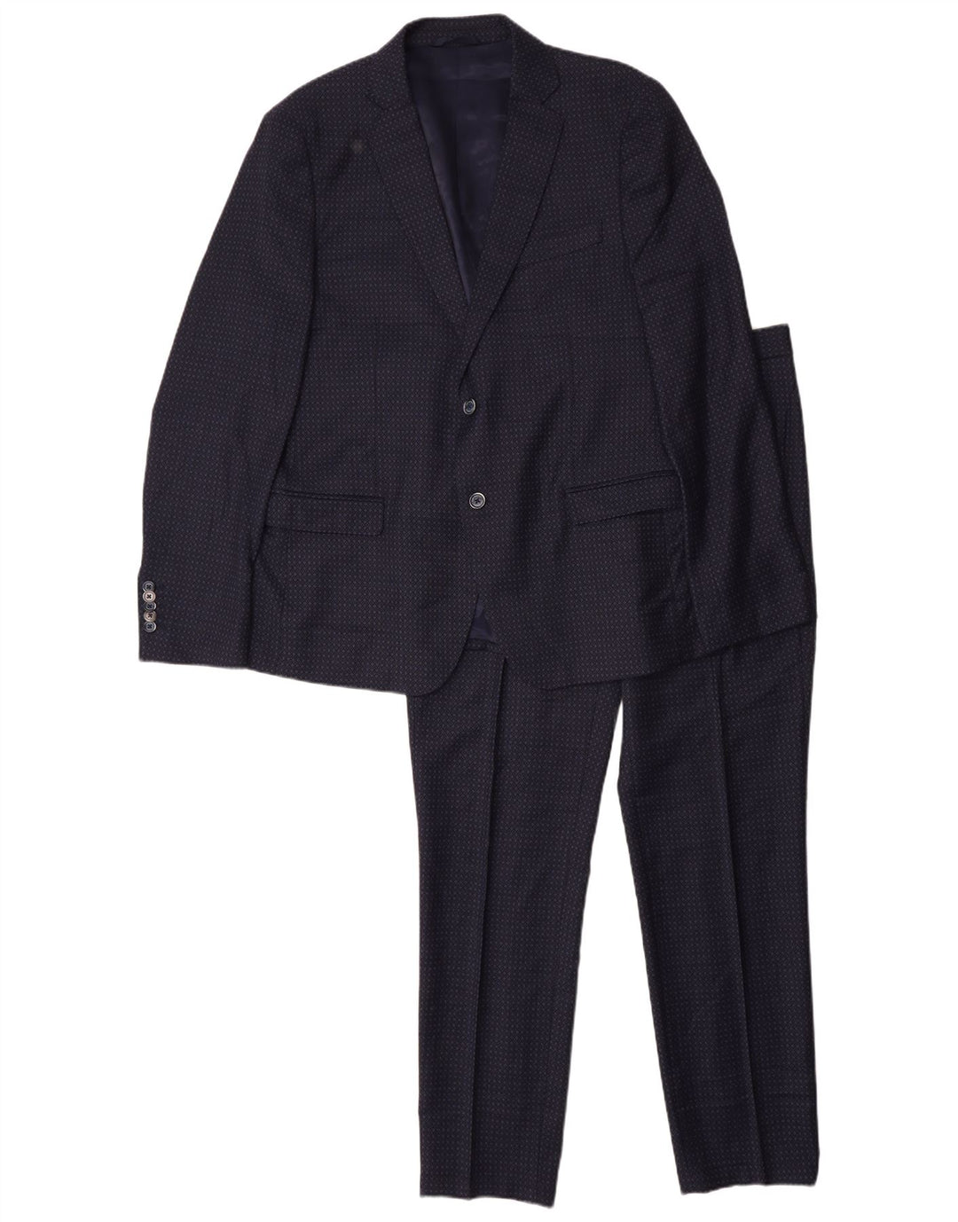 John Barritt Herren 2-teiliger Anzug IT 52/54 XL W36 L31 Marineblau Geometrisch