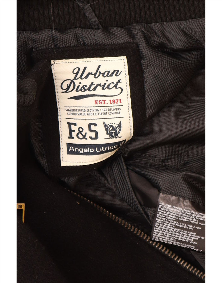 ANGELO LITRICO Herren Militär Bomberjacke UK 42 XL Schwarze Wolle