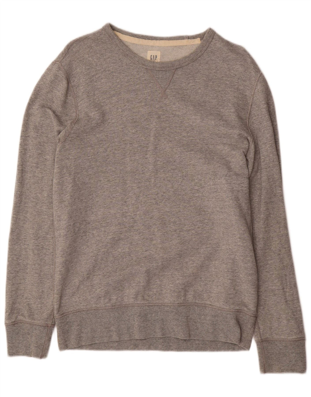 Gap Herren-Sweatshirt-Pullover aus mittelgrau gesprenkelter Baumwolle