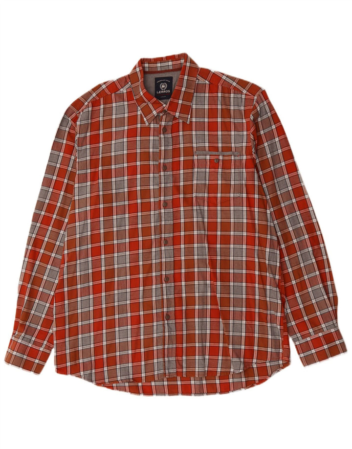 LERROS Herrenhemd XL, rot kariert, Baumwolle
