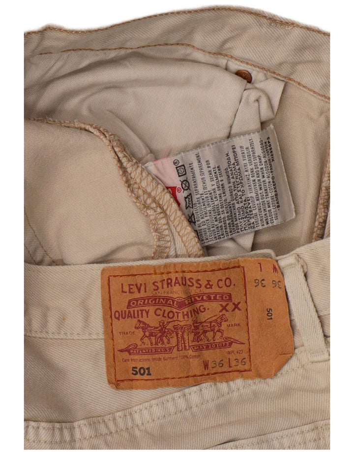 LEVI'S Herren 501 Straight Jeans W36 L31 Beige Baumwolle