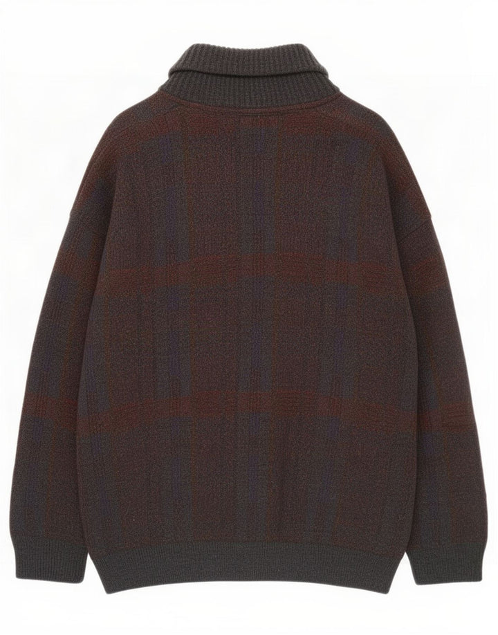 Settebello Herren-Strickjacke, groß, grau kariert, Acryl