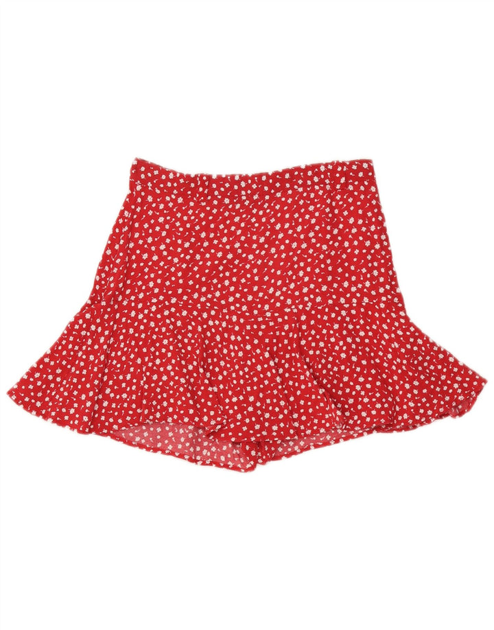 Zara Damen High Rise Hotpants Small W26 Rot geblümt