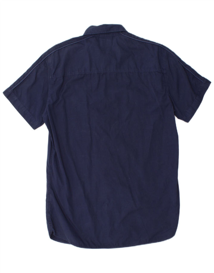 North Sails Herren-Kurzarmhemd aus mittlerer marineblauer Baumwolle