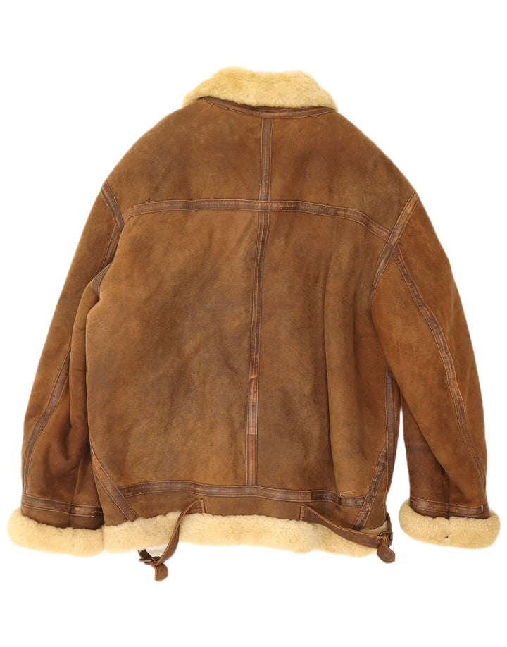 Vintage Herren Shearling Jacke UK 42 XL Braun Shearling