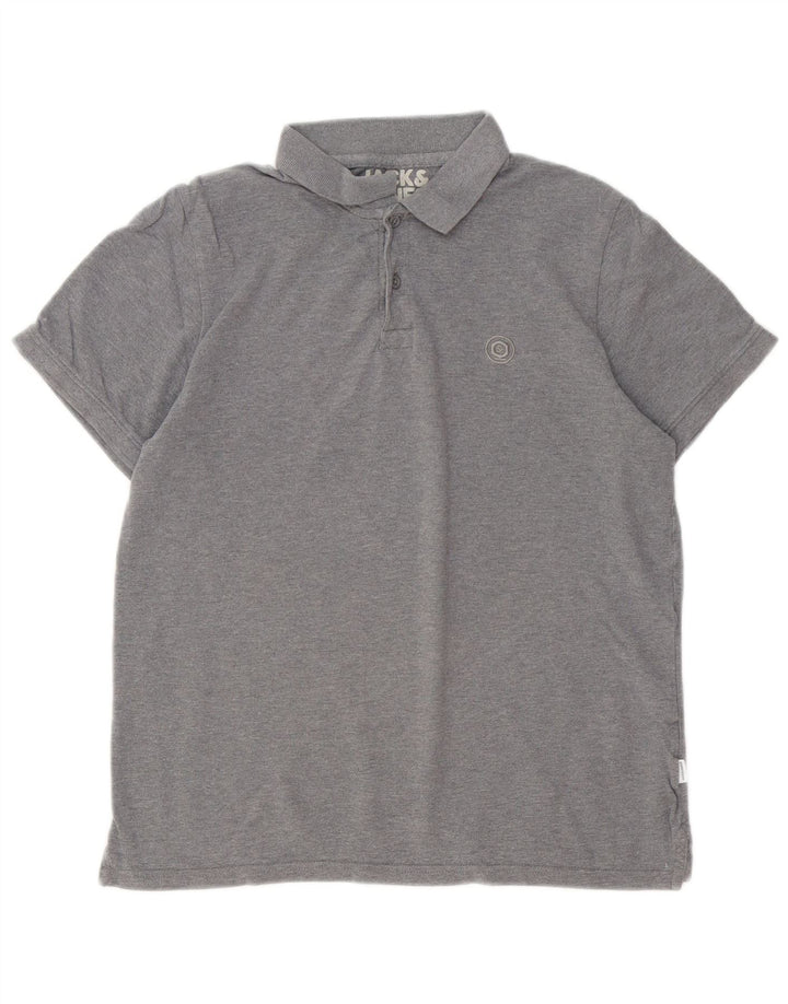 Jack & Jones Herren-Poloshirt aus mittelgrau gefleckter Baumwolle