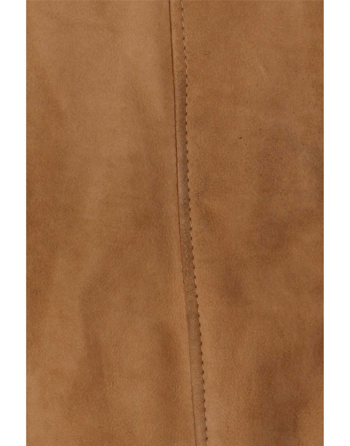 Vintage Damen Lammfelljacke mit Kapuze UK 12 Medium Beige