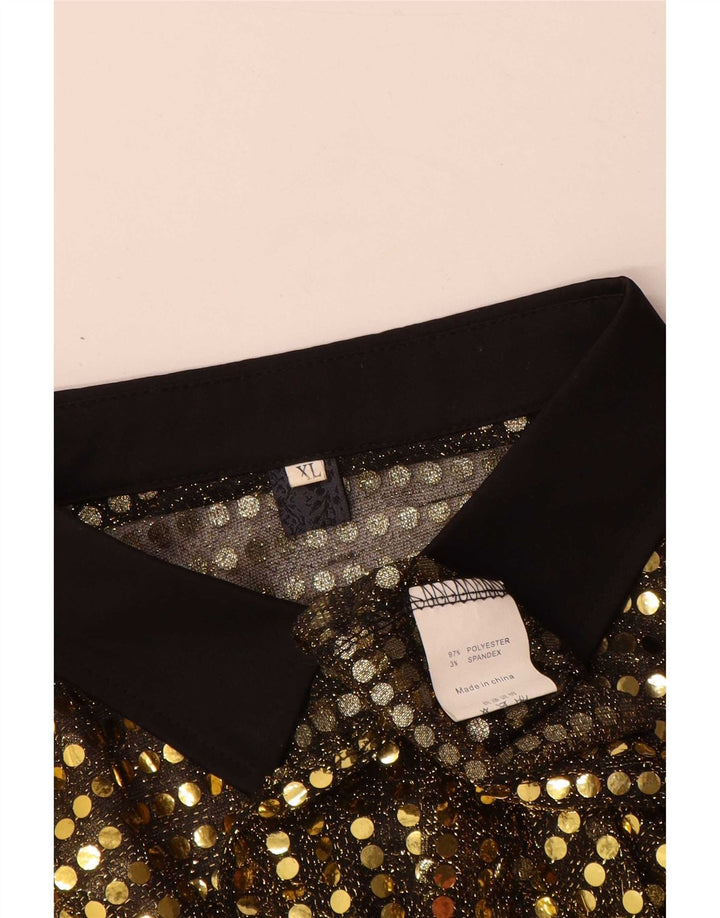 Vintage Damen Hemdbluse UK 18 XL Gold Polyester
