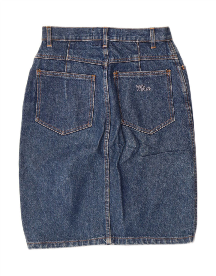 REGINA SCHRECKER Womens Denim Skirt W28 Medium Blue Cotton