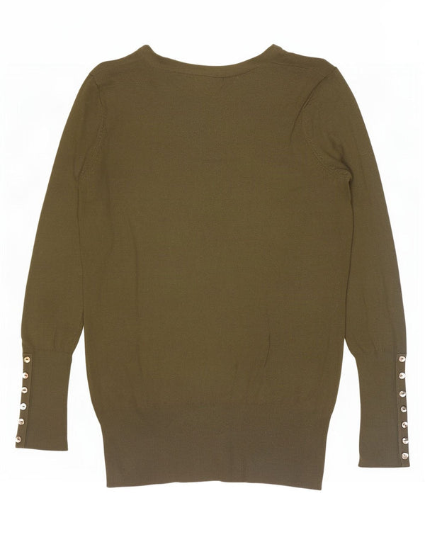Zara Damen-Pullover mit V-Ausschnitt, Gr. 14, groß, Khaki, Viskose