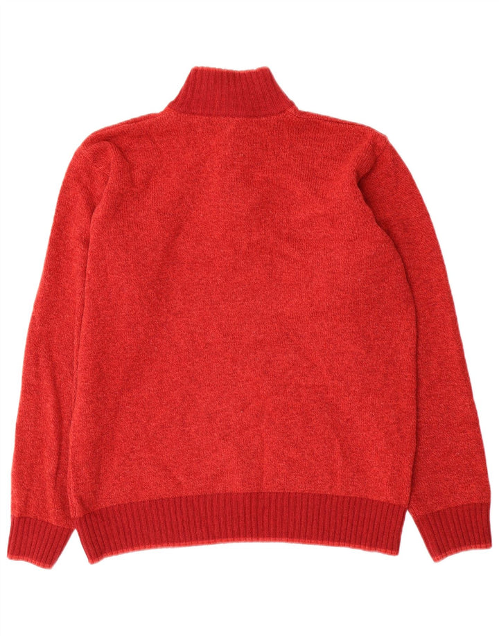 Brooksfield Herren-Pullover mit Knopfkragen, IT 48, mittelrote Wolle