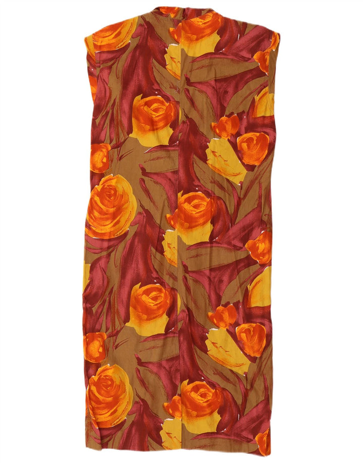 Vintage Damen Ärmelloses Etuikleid IT 44 Medium Mehrfarbig geblümt