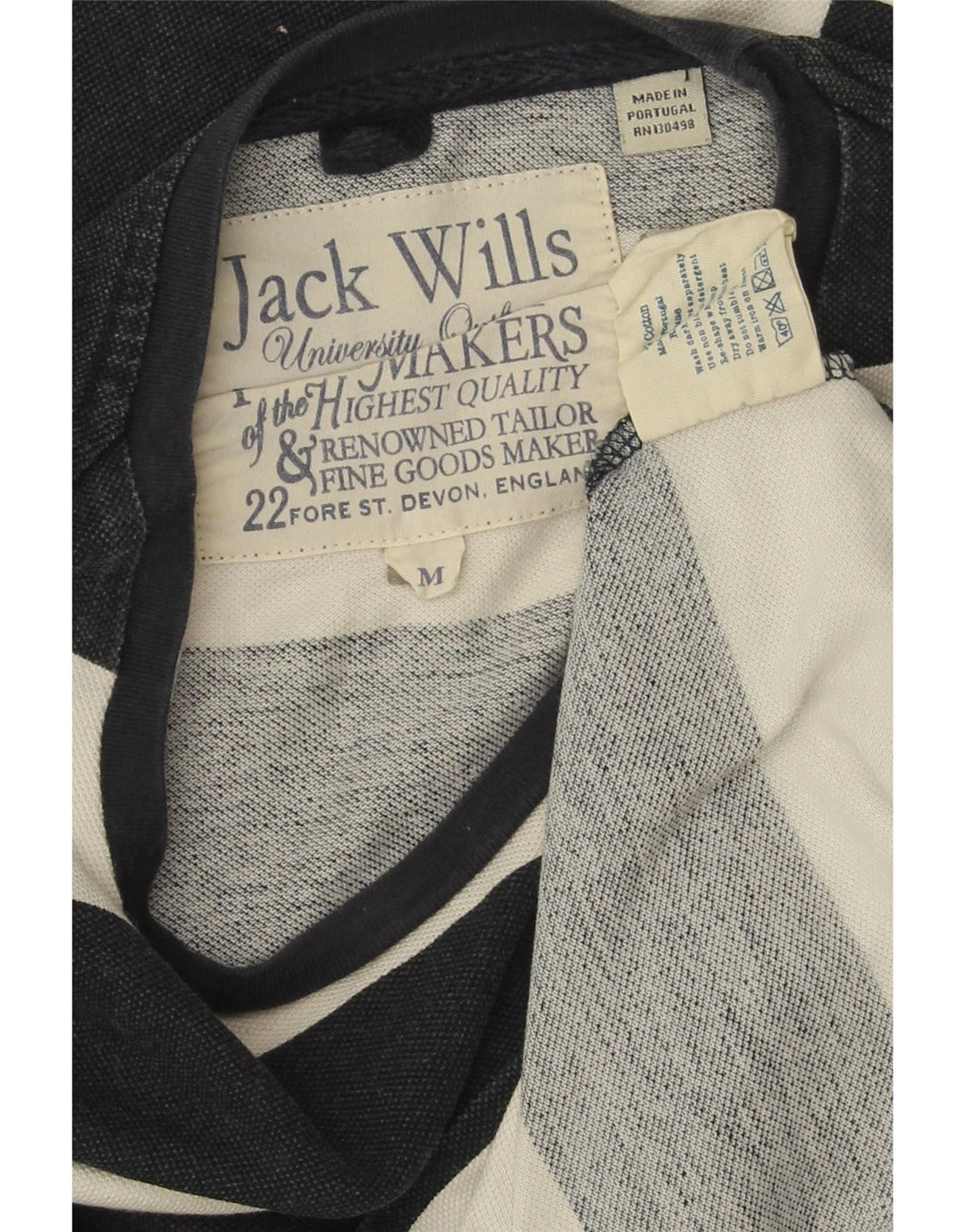 JACK WILLS Herren-Oberteil aus Baumwolle mit langen Ärmeln, mittelmarineblau, gestreift