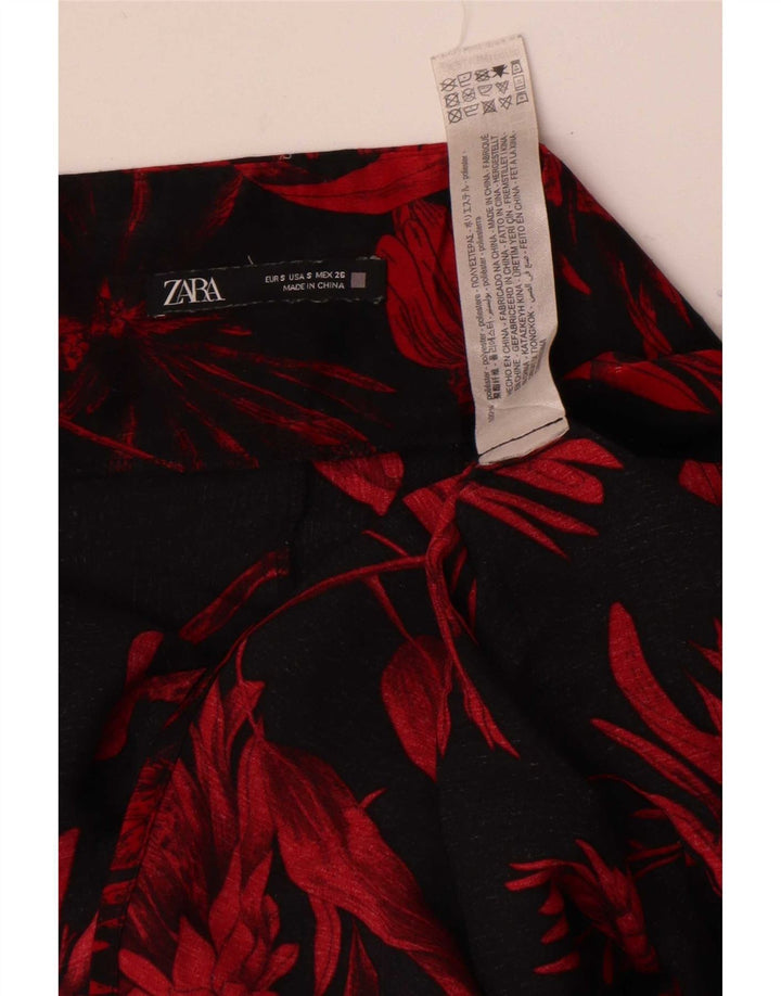 Zara Damen Minirock Small W26 Schwarz geblümtes Polyester