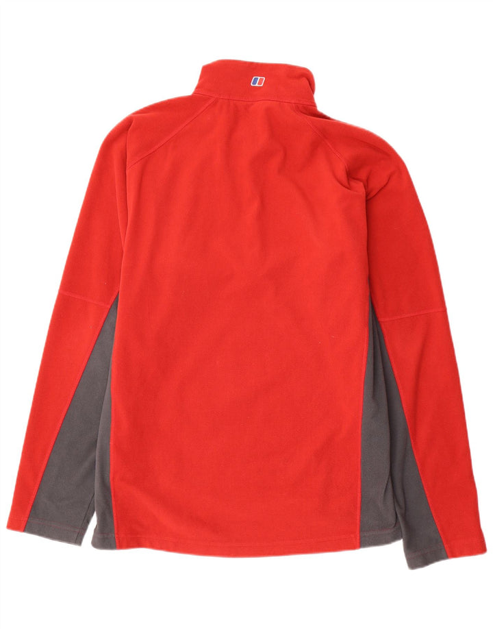 Berghaus Herren-Fleecepullover mit Reißverschluss am Hals, großes rotes Farbblock-Polyester