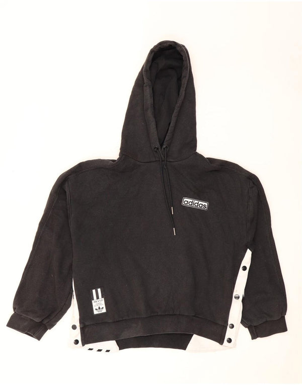Adidas Damen Three Stripes Hoodie Pullover UK 10 Small Schwarz Colourblock