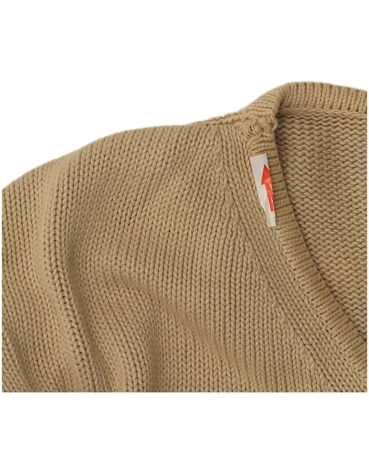 Massimo Dutti Herren-Pullover mit V-Ausschnitt, groß, beige Baumwolle