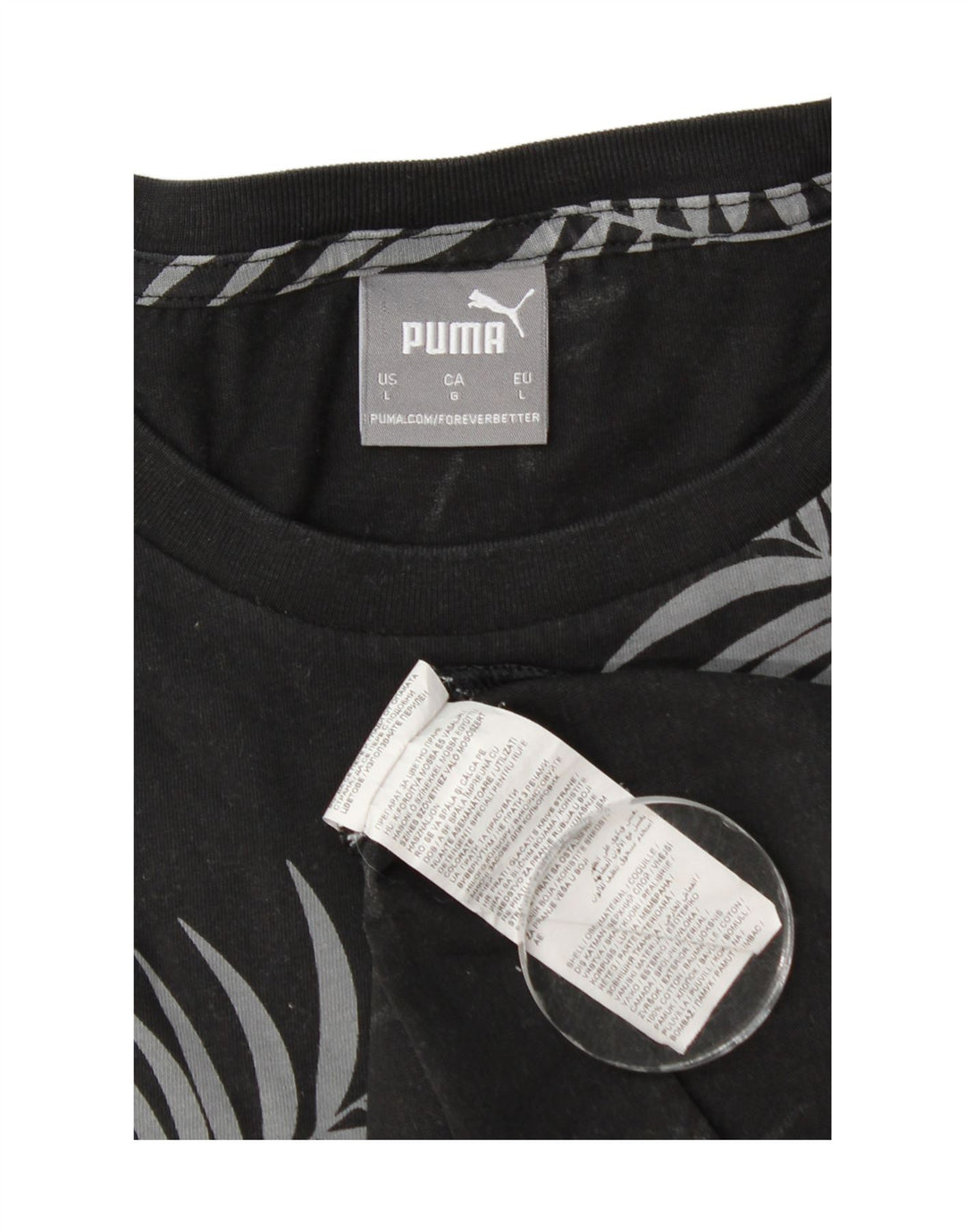 Puma Herren T-Shirt Top Große schwarze Baumwolle mit Blumenmuster