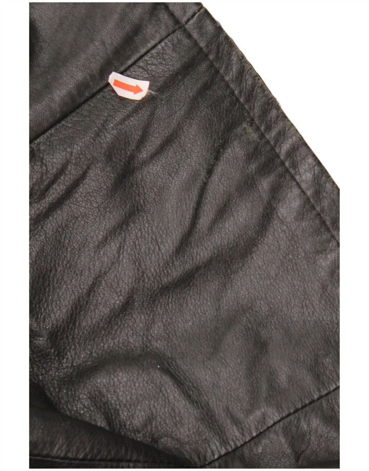 VINTAGE Damen Ledermantel IT 48 XL Schwarz